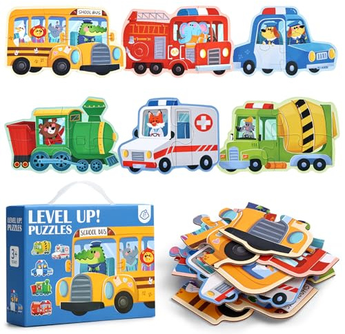 BBLIKE Montessori Pussel för barn, 6-pack pussel baby leksak för 3-4-5 år gammal Montessori pedagogiska presenter (transport)