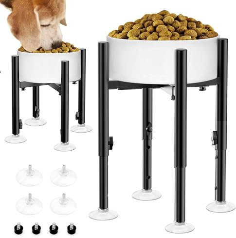 Adjustable Elevated Dog Bowl Stand - 4 Height Settings (8.6, 10.4, 11.6, 14) - Sturdy Metal Raised Feeder for Small, Medium & Large Dogs - Improves Posture & Digestion (Bowls Not Included)