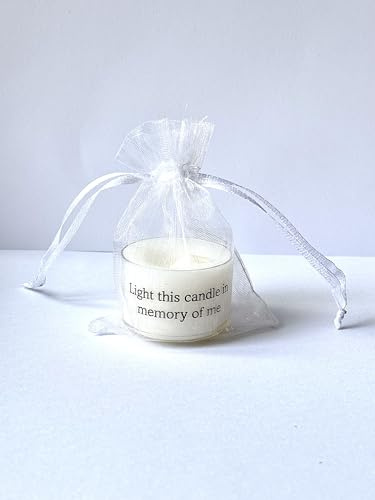 10x Memorial Tealight Candle with Organza Bag, Funeral Favour, Bereavement Gift, Remember Loved One (Light This Candle in Memory of me)