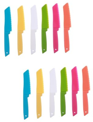 Garneck 12 Piezas Cuchillo de plastico Infantiles Cuchillo para Pasteles de Seguridad para niños Pan de niños Herramientas para Cortar Pasteles el plastico