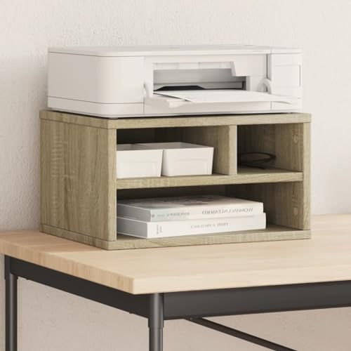Hovothy Druckerständer Druckerwagen Druckerhalter Druckerregal Aufbewahrungsregal Mobiler Regal für Drucker Druckertisch Holz Sonoma-Eiche 40x32x22,5 cm Holzwerkstoff