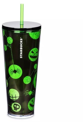 STARBUCKS The Nightmare Before Christmas Becher mit Strohhalm, Kunststoff, Zylinder, Tumbler, Becher, 16 Unzen, 3098806031