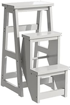 Klapphocker, tragbarer 3-stufiger klappbarer Tritthocker, Holz-Trittleiter, Präsentations- und Aufbewahrungsregal, Blumenregal for Bibliothek, Wohnküche, Büro, Garage