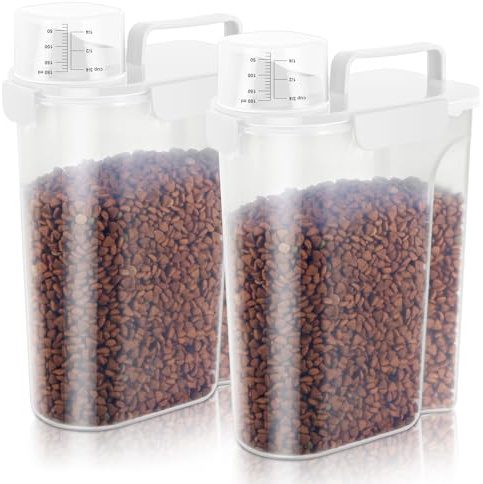 LEAWALK Contenitore per cibo per cani e gatti, con coperchio bloccabile, senza PBA, per cibo per animali domestici, riso, cereali (bianco, confezione da 5)