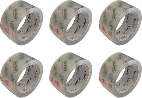 Kippen 9004TR1 - Confezione da 6 Rotoli di Nastro Adesivo per Imballaggio. Colore Trasparente. Misure: 50mt x 48mm.