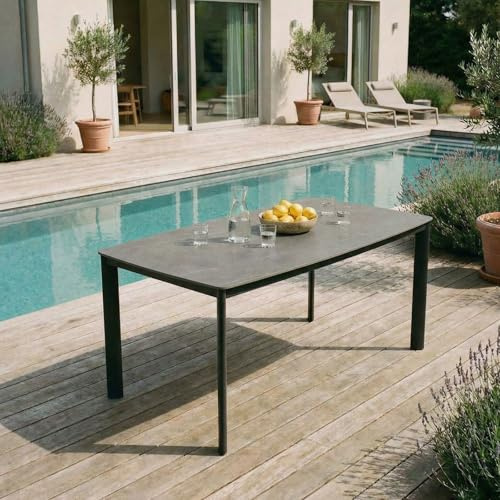 IDIMEX Gartentisch TAVOLO mit Keramik-Platte 180x90 cm, anthrazit - wetterfester Outdoor mit Tischplatte aus Sinterstein, Garten Esstisch für 6-8 Personen, Terrassentisch