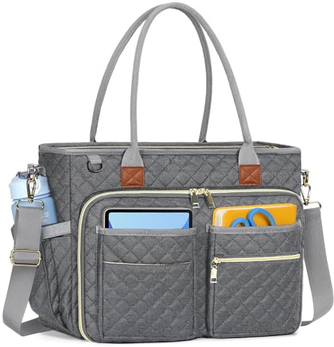 RAINSMORE Sac Fourre-tout pour Ordinateur Sac de Professeur Femme Grand Sac à Main pour Travail pour Enseignant d'infirmière d'étudiant, Sacoche avec Isotherme Poches