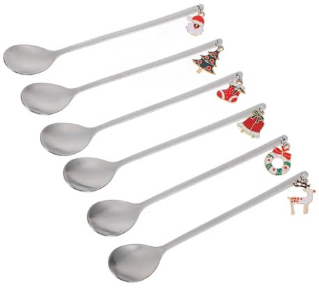Alipis 6pezzi Cucchiai in Acciaio Inox Decorativi Per Dessert Posate Da Tavola Per Servizio Set Di Cucchiai Da Dessert Per Feste e Riunioni