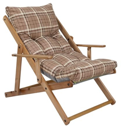 Liberoshopping Poltrona Pieghevole sdraio in legno Abete 3 Posizioni Cuscino tessuto Imbottito per soggiorno giardino made in italy - RELAX (Nocciola)
