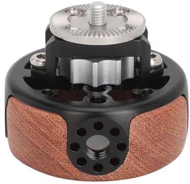 Wooden DSLR Kamera Handgriff, runder Griff 62mm, 1/4 & 3/8 Schraube - Ergonomisch, 360° drehbar, robuste Aluminium & Holz Kombination für Videohilfen & Cam Cage Zubehör