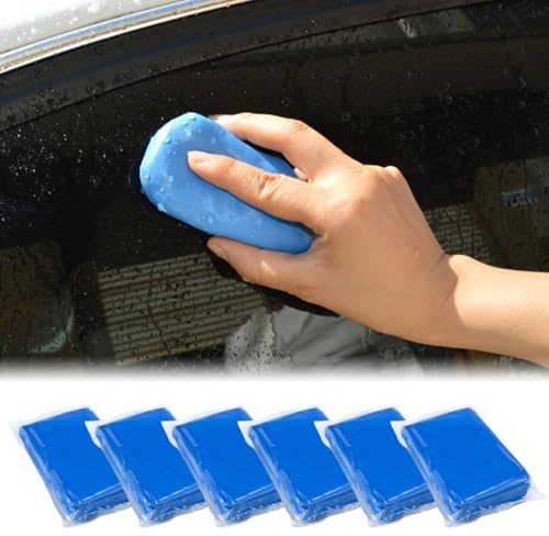 Reinigungsknete Auto,Reinigungsknete,Auto Car Clay Bar,Lehm, Lackreinigungsknete zur Lackpflege,Knete,Lackreiniger,Lackknete für Motorrad,Blau,100g,6 Stück
