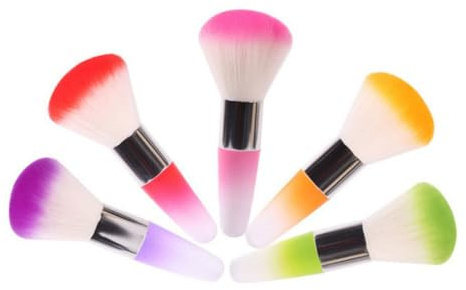 LALADEFIEE Nail Art Dust Brush and Powder Brush Set 2pcs Mixed Colors Soft Bristles Cosmetic for Salon and Home Manicure Nail Cleaning Tools