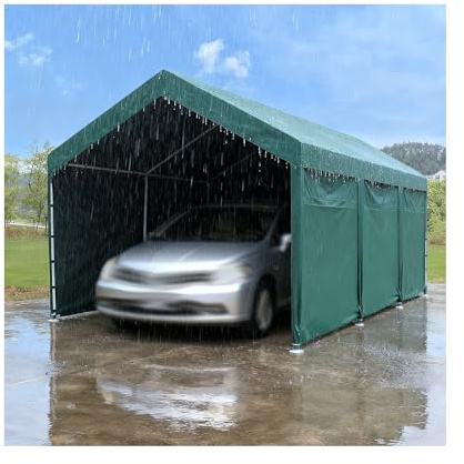Abri De Voiture Extérieur Robuste Et Résistant À l'eau, Conçu pour Toutes Les Conditions Météorologiques Et Adapté Aux Tracteurs, Camions, Camping-Cars Et SUV(9.8x19.6x6.5 ft)