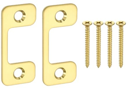 QUARKZMAN 2 Piezas Placa De Cerradura Ajustable 2-1/4 x 1 Placa De Cerradura De Pomelo Acero Inoxidable Placa De Cerradura Ajustable Con Tornillos Para Puertas Exteriores Dorado