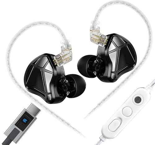 KZ AXAS Cuffie In Ear Gaming, In Ear Monitor per FPS Gamers, Auricolari HIFI con Microfono, adatte sia per il gaming che per la musica, 4 EQ Modes, Cuffie IEM con Cavo OFC Staccabile 2Pin