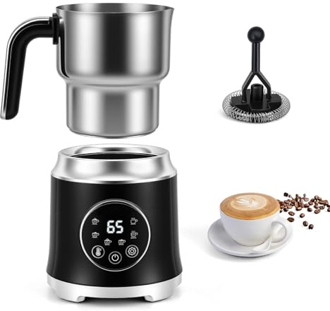 Mousseur à lait électrique 6 en 1, mousseur à lait lavable au lave-vaisselle avec température et mousse variables, grande capacité de 800ml, pour mousse de lait chaude ou froide, chocolat chaud, latte