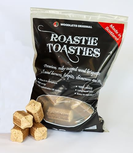 Roastie-Toasties Premium Broken Wood Briquettes 10kg | Purpose-Made Small Heat Logs | 100% Compressed Wood Fuel | Ideal for Small Log Burners & Multi-Fuel Stoves