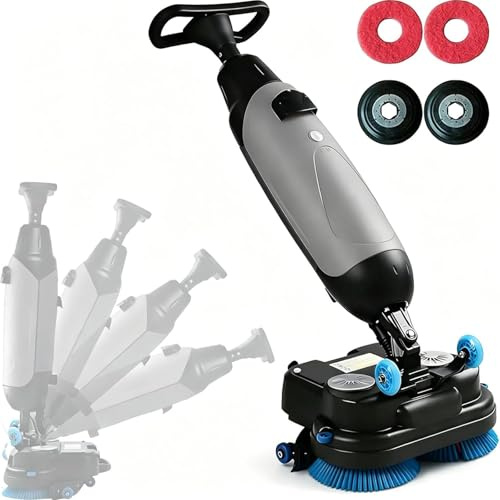 Spazzola Rotante Per Pavimenti – Lavasciuga Pavimenti Industriale, 350 Giri/Min, Larghezza 17, Doppie Spazzole, Rotazione 360°, Serbatoi 4,5 L E 7,5 L, Per Capannoni(Gray)