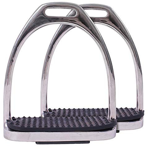 QHP Steigbügel Edelstahl Fillis rostfrei schwarze Einlage aus Gummi div. Größen (12 cm)