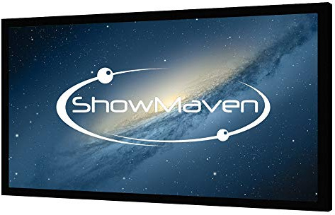 ShowMaven 100in /120in Fixed Frame Projector Screen, Diagonal 16:9, Active 3D 4K Ultra HD Projector Screen for Home Theater or Office (16:9, 120)