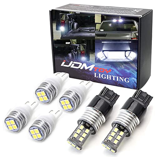 iJDMTOY Complete 6pcs Super Bright Xenon White LED License Plate, Backup and High Mount Cargo Lights Combo Kit Compatible With 2018-up Ford F150, 2017-up F250 F350