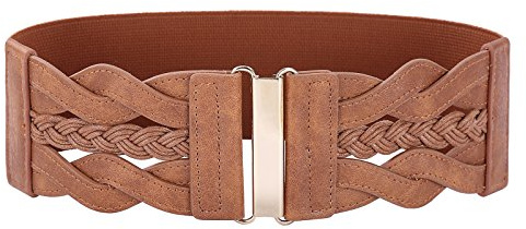 GRACE KARIN Women's Braided Belts Woven Elastic Stretch Belt Vintage Belt(Brown,3XL)