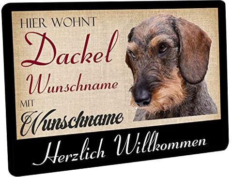 Fußmatte personalisiert - robuste, rutschfeste Fussmatte für Außen & Innen - waschbare Schmutzfangmatte - Fußabtreter Türmatte für aussen & an der Haustür - 60x40cm - Hier wohnt Dackel mit Name