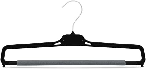 Kiroplast Cintres pour Pantalons Stock 30/50/100 Supports Porte-Pantalons, Gain de Place, portemanteaux, Plastique, éponge antidérapant, (100, Noir)