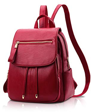 NICOLE&DORIS Mode Frauen Mini Rucksack Kunstleder Damen Umhängetasche Geldbörsen Mädchen Weinrot