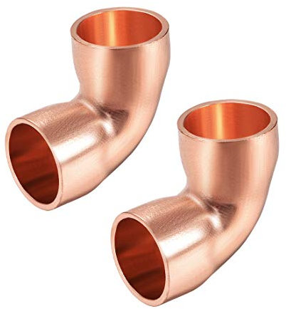 sourcing map 16mm ID Solder Ring Elbow 90 Degree Copper Short-Turn Copper Fitting Connector for Plumbing 1.8mm Thick 2pcs