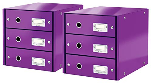 Leitz 60480001 Schubladenset Click und Store WOW, Graukarton (3 Schubladen / 2er Pack)