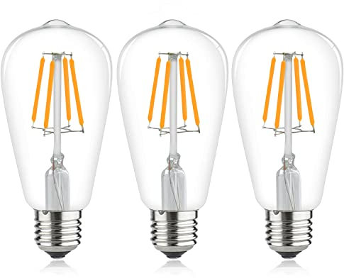 Luxvista 12V Low Voltage LED Light Bulb Screw in ST64 4W LED Filament 2700K Warm White Lamp Vintage E27 Edison Bulbs AC/DC12-36V, 400lm for RV Camper Marine Yacht Solar System,3-Pack