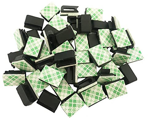 Ainkou 50 PCS Self Adhesive Cable Clip Cable Management Clips Cord Holder Clips for Car, Office and Home (Black)