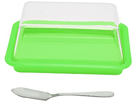 Duokon boîte de Rangement pour Beurre Quadrate, Beurrier en Plastique Rouge Vert Transparent avec Couvercle Transparent et Beurre(Vert)