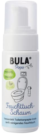 BULA® Popo (Baby u. Toiletten) Feuchttuch Schaum 150ml für dein Toilettenpapier | nachhaltige Alternative für über 200 Feuchttücher | natürliche Inhaltsstoffe