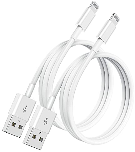 2Pack iPhone Ladekabel Original USB Lightning Kabel 1M, Apple MFi zertifiziertes Schnellladekabel für iPhone 14/13 Pro/12/11/XS/XS Max/XR/X/8/7/6/SE/iPad-Weiß