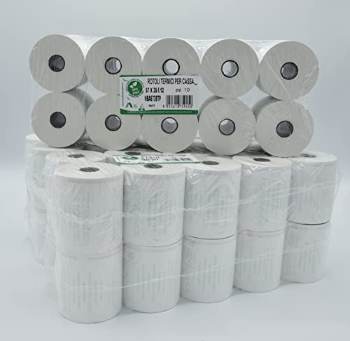 Tickoffice rotoli per registratori di cassa RT telematici 57mm x 35 metri foro 12mm 57x35x12 carta termica omologata BPA FREE (50)