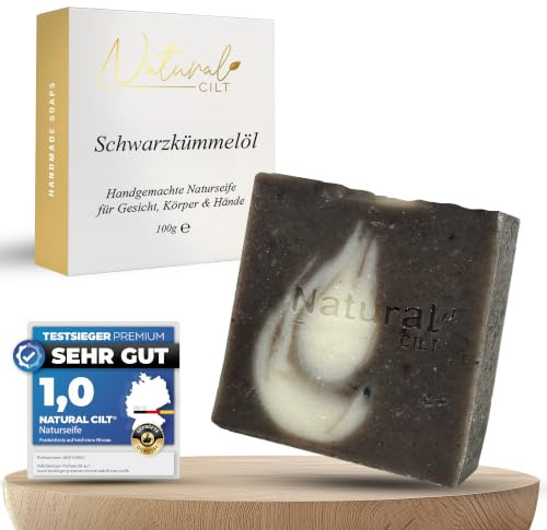 Natural Cilt Schwarzkümmelöl Seife - 100% Naturseife - ohne bedenkliche Inhaltsstoffe - Zertifiziert - Handgemacht - Duschseife für alle Hauttypen - Duschgel - Naturkosmetik