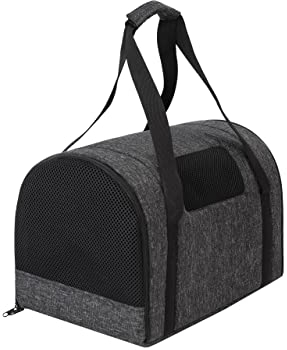 Katzentragetasche, Haustiertragetasche, Faltbare Hundetragetasche Transporttasche Transportbox, für Hunden oder Katzen, Schwarz meliert,Größe 2: 31x49x31 cm