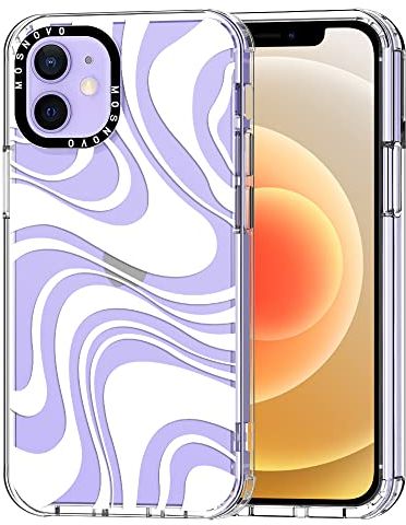 MOSNOVO für iPhone 12 / iPhone 12 Pro Hülle – Durchsichtige, schlanke, stoßfeste TPU+PC-Handyhülle, [6,6 Fuß Fallschutz/Anti-Abziehen] - Weißer Wirbel