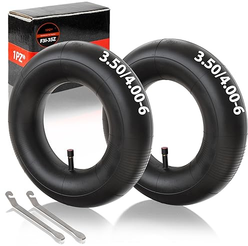 1PZ F3I-35Z 2 Chambres à Air 3.50/4.00-6 TR13 - Pour Tondeuse à Gazon, Brouette, Remorque, Tracteur, Générator - Compatible 4.10-6/4.00-6/3.50-6/13x4.00-6/145/70-6 -Valve Droite-Kit avec Démonte-Pneus