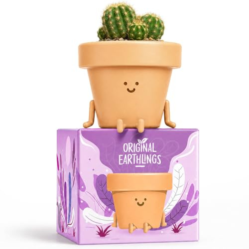 Original Earthlings Legs Out Topf, niedlicher Blumentopf, 8,9 cm, Kunststoff, lustiger Übertopf mit Drainage, einzigartiges Geschenk für Kaktuspflanzenliebhaber, Kleiner Sukkulentengesicht, lustiges