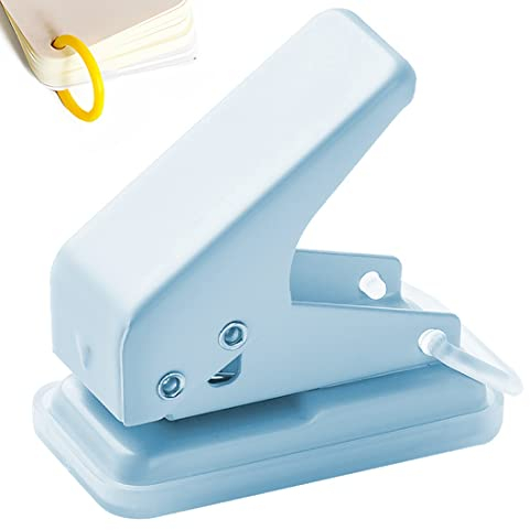 Mini Single Hole Punch Stop Rail with Format Specifications and 10 pcs Plastic Binder Rings, Portable Multifunction Hand Punch, File Binding, Home Student Office