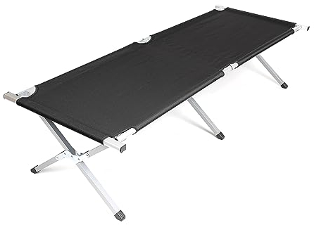 Spetebo XXL Campingbett klappbar mit Tragetasche 190 x 64 cm - schwarz - Feldbett mit Belastbarkeit bis 100 kg - Reisebett Klappbett Gästebett Liege für Camping Festival Angeln Wandern klappbar