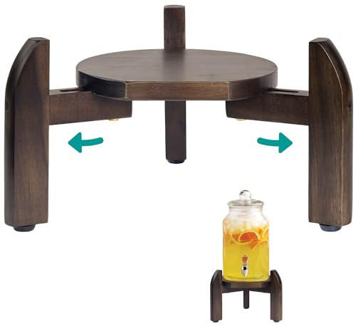 Drink Dispenser Stand Adjustable Width from 8 to 11.2 Wide - Beverage Jar and Water Plastic Jug Holder - to plant flower pots - Adjustable up to11.2-inch Wide (For 5-Gal Jug 8-11.2)- Walnut Color