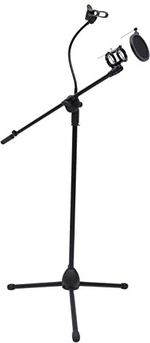 ZzzaNa Support de Sol for Microphone Trépied de Micro col de Cygne détachable avec Support de téléphone Support de Micro avec Filtre for l'enregistrement en Direct du Chant en Streaming Pieds