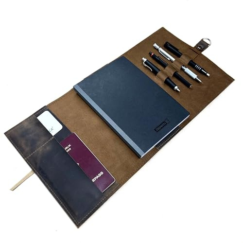 Leder Organizer A5 für Moleskine CREATIVA2 | Leuchturm | Skzzenbuch | Notizbuch | Kalender | Braun-Schwarz-Natur-Petrol-Blau | Handmade by Manufactica®