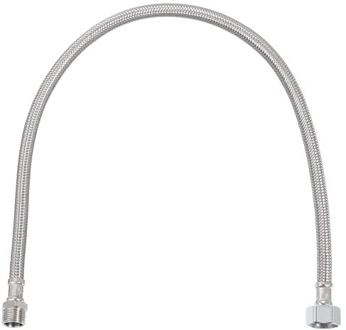QUARKZMAN 24 Zoll langer Wasserhahn-Zulaufschlauch, G1/2 weibliches Kompressionsgewinde x G3/8 männlicher gerader Gewindeanschluss, 304 Edelstahl-Wasserzulaufschlauch