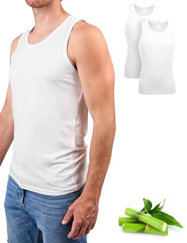 Basic Treasure 2er Pack Unterhemd Herren, Tank Top Männer, Extra weich Bambus Baumwolle, Unterhemden Herren Schwarz oder Weiß (Weiß, XL)