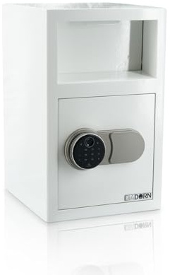 EINWURFTRESOR MIT EINWURFKLAPPE MIT FINGERPRINT PIN-CODE SCHLOSS | HOCHGLANZ-WEISS